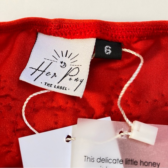 HER PONY RED GOLD SEQUIN BEADED FLORAL PRINT HIGH RISE BLOOMERS UNDERWEAR - Picture 5 of 8